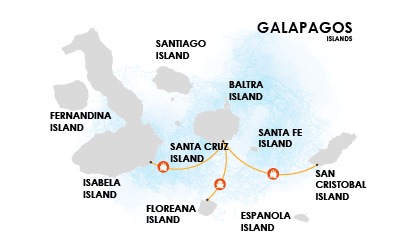 Rotas de ferry nas Ilhas Galápagos.